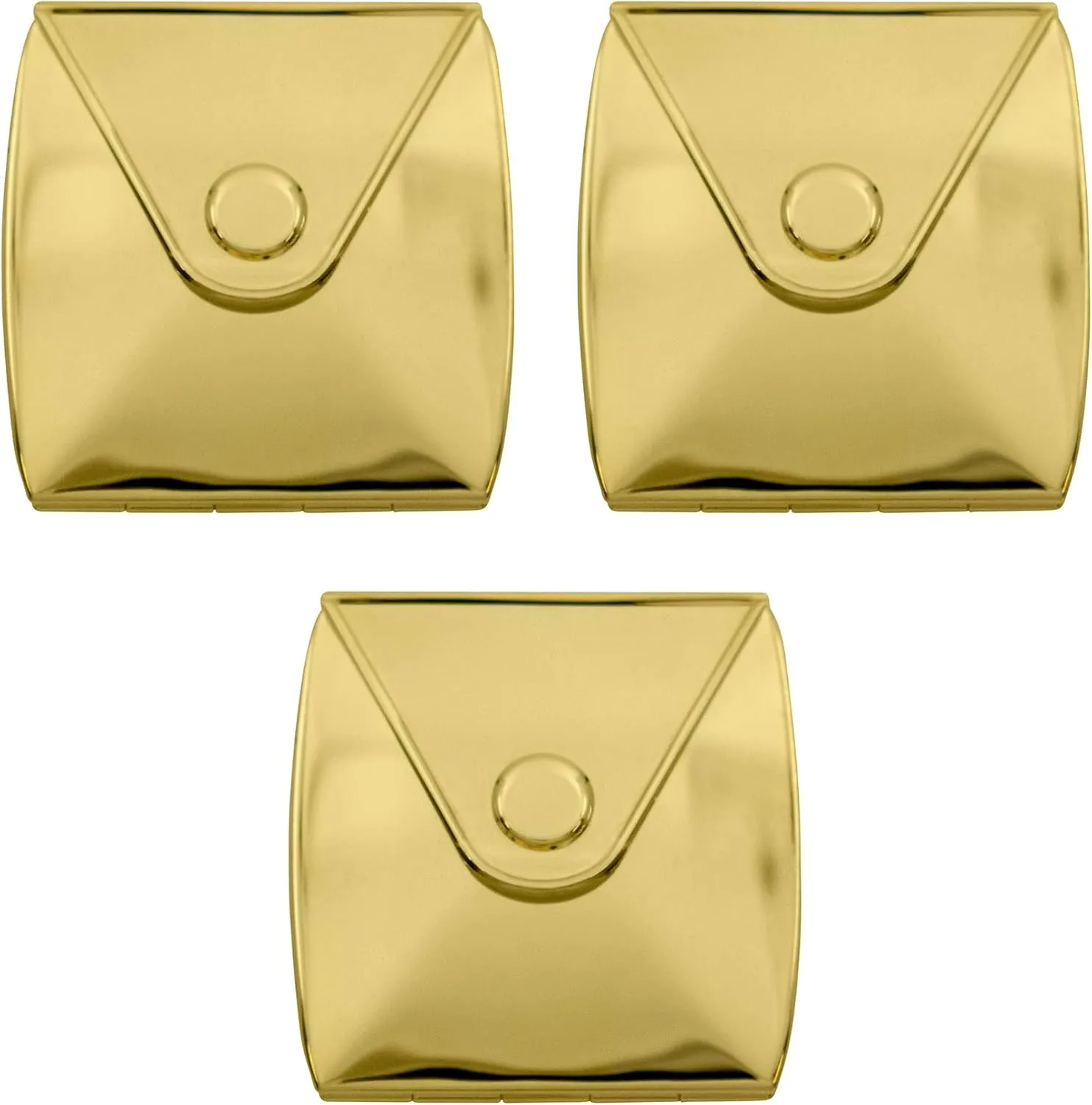Stephanie Imports Set of 3 Double Sided Clutch Shaped Magnifying Compact Mirrors (Gold)
