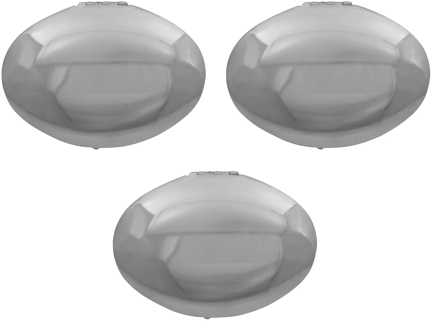Stephanie Imports Set of 3 Double Sided Magnifying Compact Mirrors (Silver, Elongated Oval)