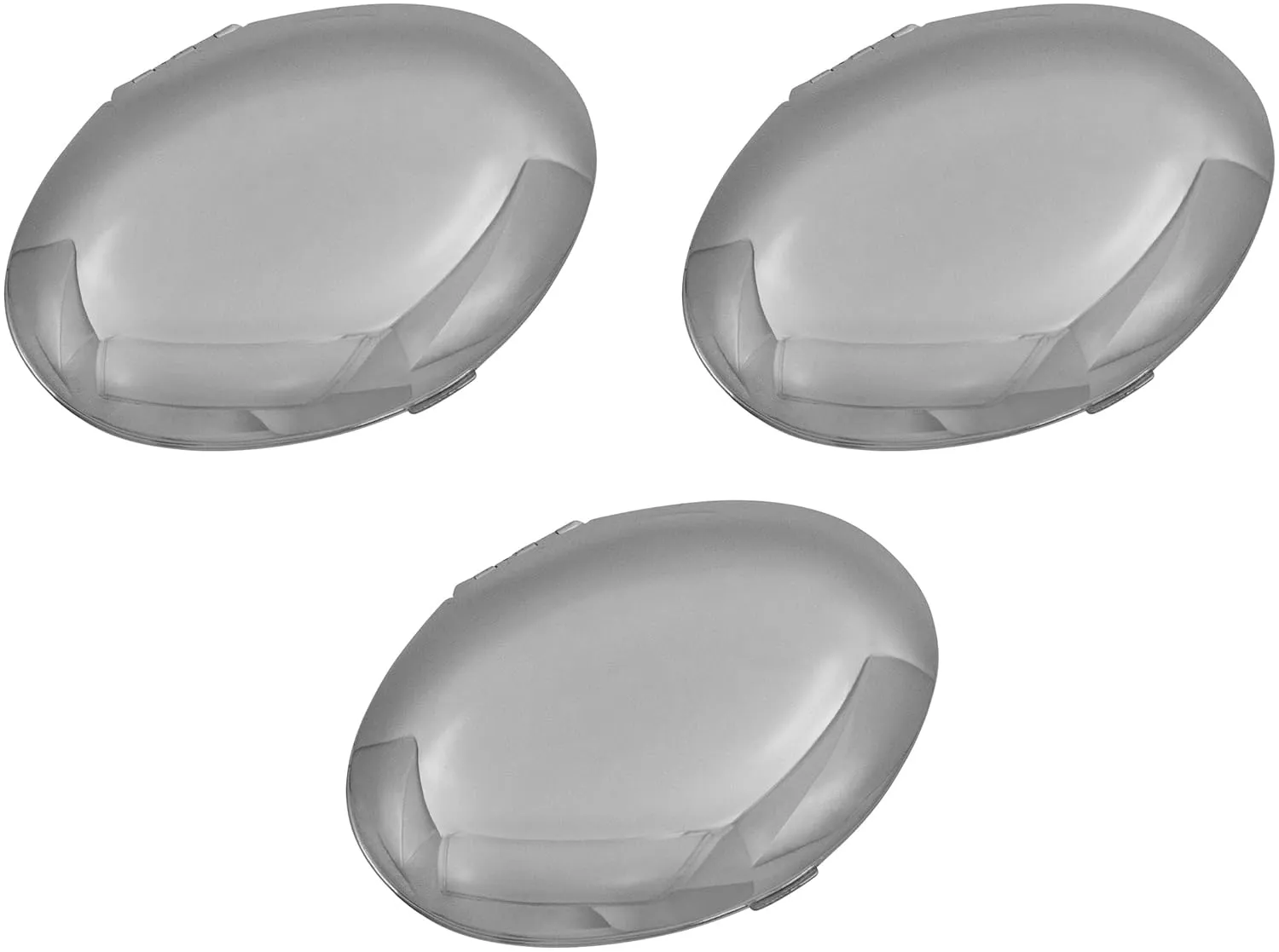 Stephanie Imports Set of 3 Double Sided Magnifying Compact Mirrors (Silver, Elongated Oval)