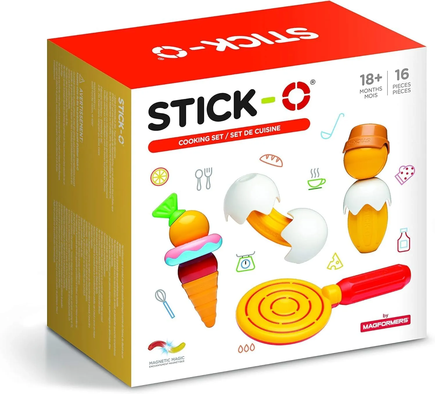 STICK O Cooking Magnetic Building Blocks Toy. Preschool STEM Toy in A Baking Theme. Chunky Stacking Toy by Magformers.