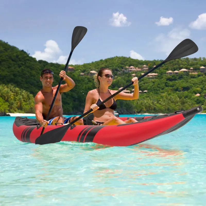 StormRunner 2P Inflatable Kayak Set – Reinforced Tandem PVC Raft with Oars, Seats, and Pump