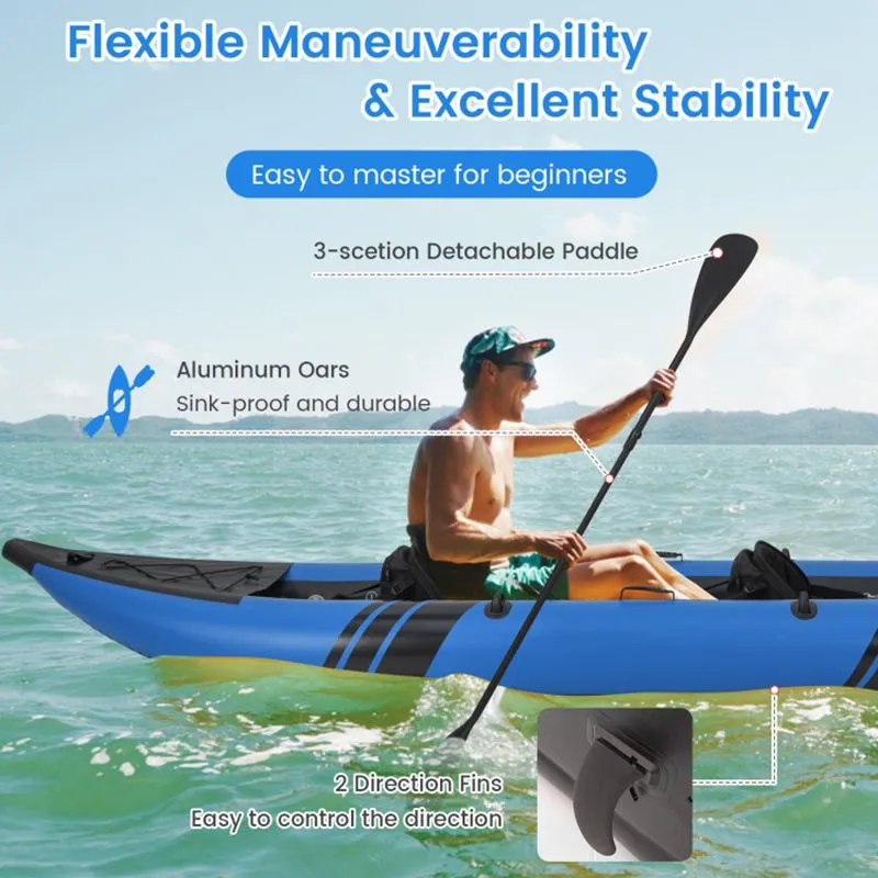 StormRunner 2P Inflatable Kayak Set – Reinforced Tandem PVC Raft with Oars, Seats, and Pump