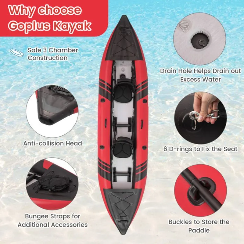 StormRunner 2P Inflatable Kayak Set – Reinforced Tandem PVC Raft with Oars, Seats, and Pump