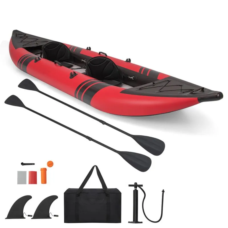 StormRunner 2P Inflatable Kayak Set – Reinforced Tandem PVC Raft with Oars, Seats, and Pump