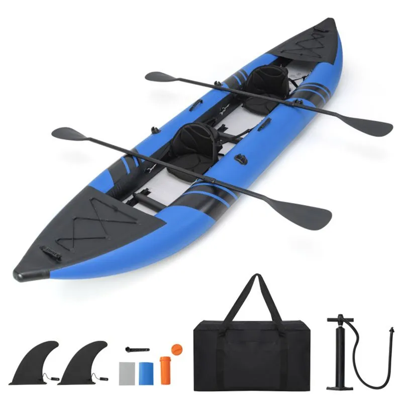 StormRunner 2P Inflatable Kayak Set – Reinforced Tandem PVC Raft with Oars, Seats, and Pump