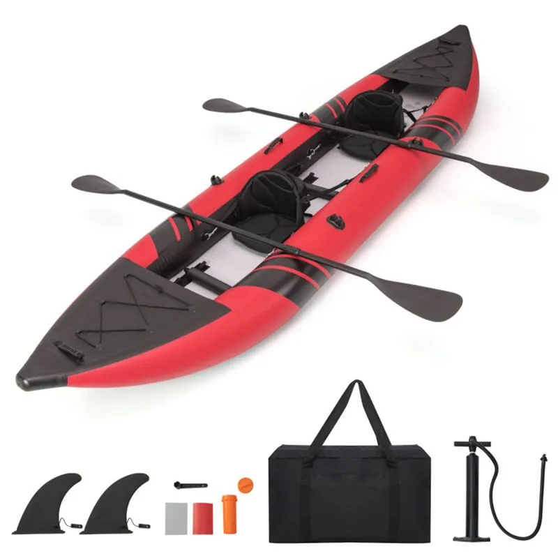 StormRunner 2P Inflatable Kayak Set – Reinforced Tandem PVC Raft with Oars, Seats, and Pump