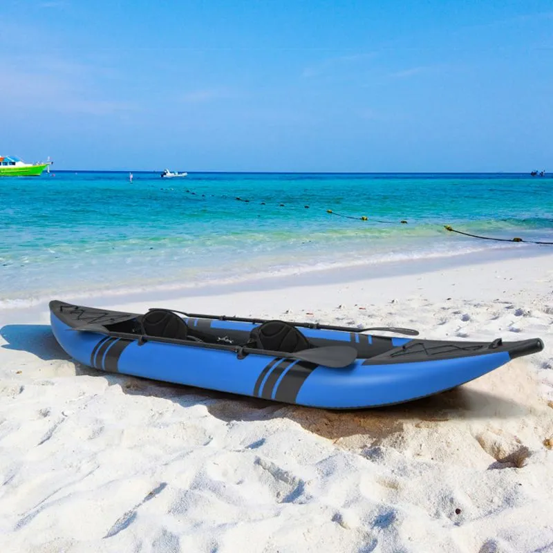 StormRunner 2P Inflatable Kayak Set – Reinforced Tandem PVC Raft with Oars, Seats, and Pump