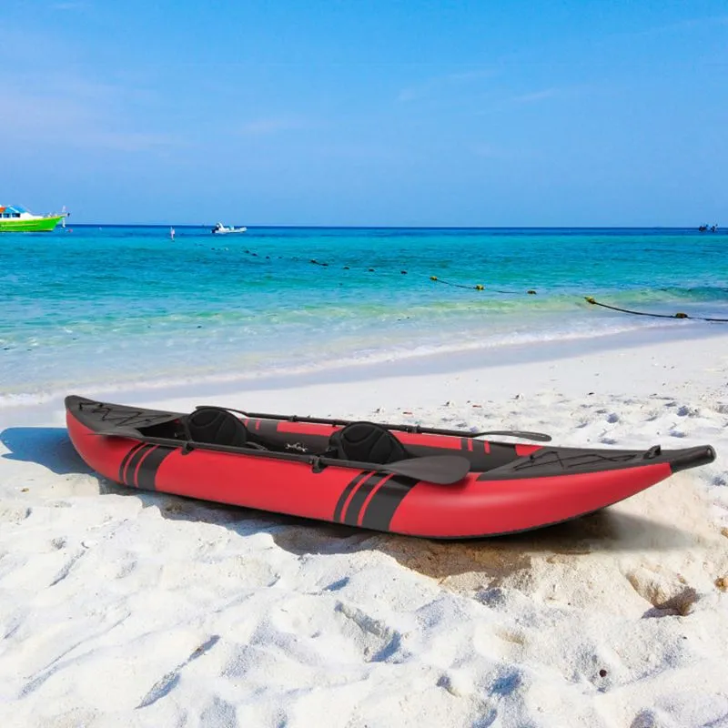 StormRunner 2P Inflatable Kayak Set – Reinforced Tandem PVC Raft with Oars, Seats, and Pump