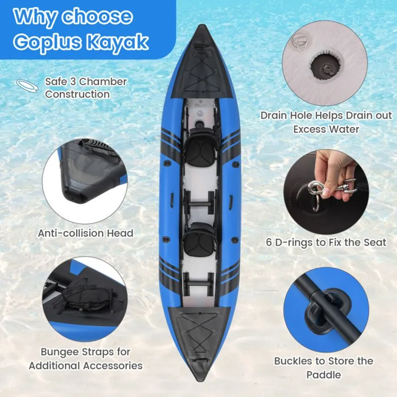 StormRunner 2P Inflatable Kayak Set – Reinforced Tandem PVC Raft with Oars, Seats, and Pump