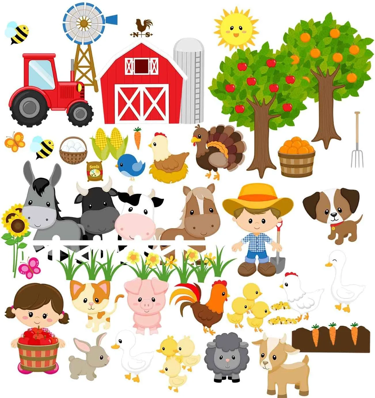 Story Time Felts 65 Piece Farm Animals Felt Flannel Board Set