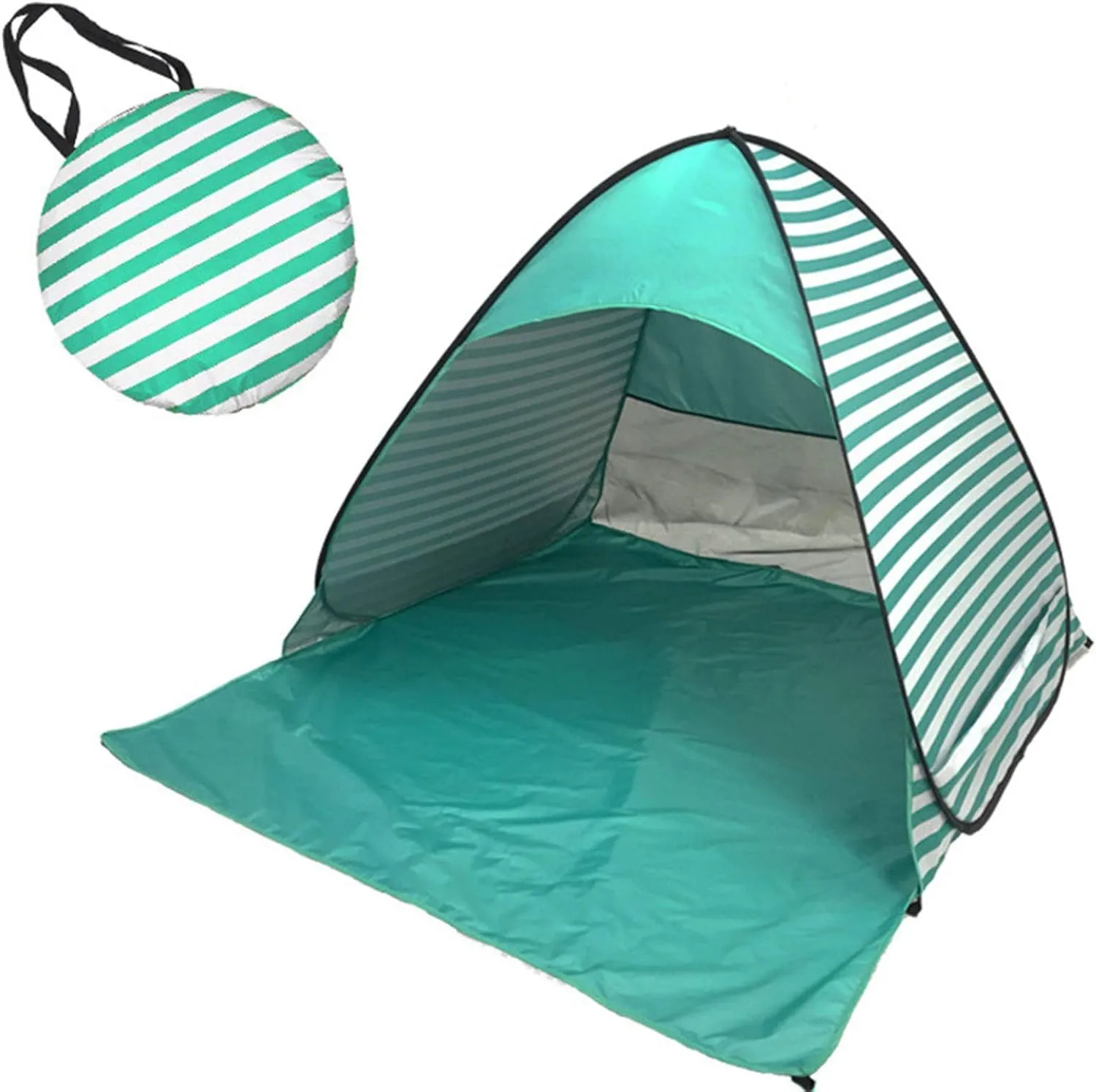 Striped Tent, Large Size Outdoor Pop Up Tent, Foldable Outdoor UV Lightweight Waterproof Tent, for Family Camping, Fishing, Picnic, Green