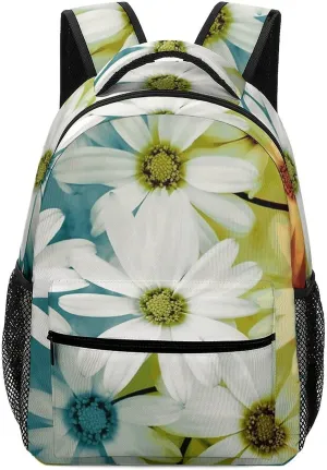 Stylish Backpack, Daisy Flowers in Different Featured Framed Print Durable Backpack Travel Backpack Hiking Backpack Ergonomic Backpack Comfortable Backpack, Style