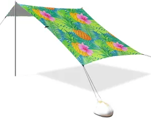 Summer Pineapple Palm Leaf Green Designed UPF50 Beach Tent & Canopy Lightweight Large Sun Shelter with Carrying Bag for Backyard and Camping carpa para Playa