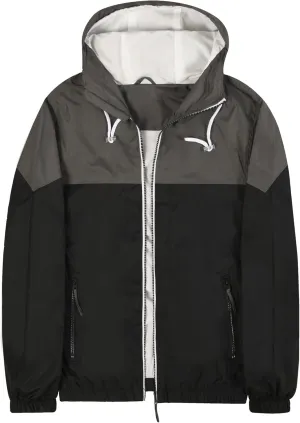 SUNDAY ROSE Men's Lightweight Hooded Jackets Vintage Patchcolor Windbreaker Packable Raincoat for Hiking