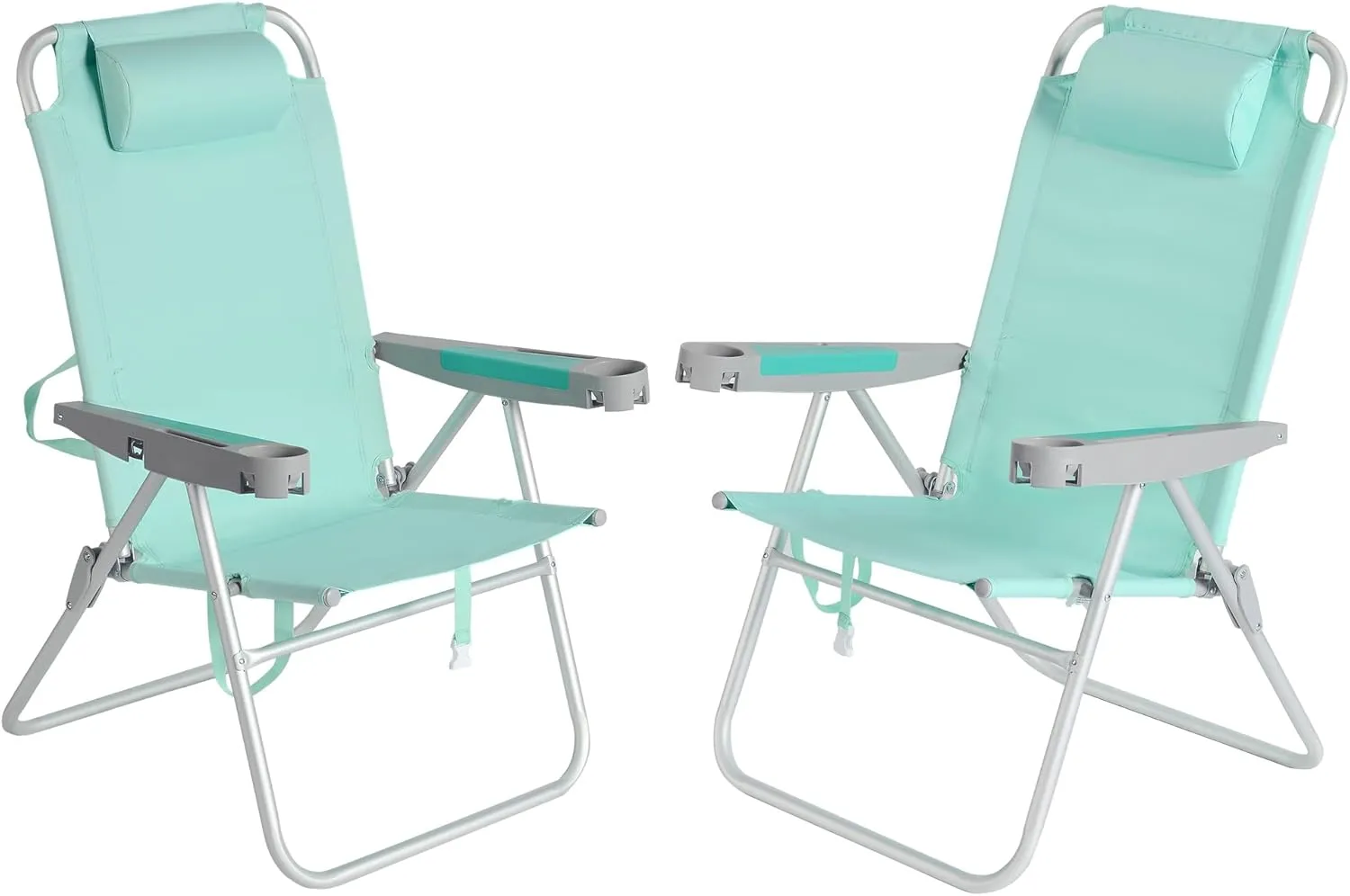 SUNNYFEEL 17" Tall Oversized Beach Chairs 2 Pack for Adults Heavy Duty 500 LBS, 5 Position, Portable High Folding Camping Chair with Cup Holder for Outdoor/Lawn/Trip, Foldable Sand Chairs for Adults