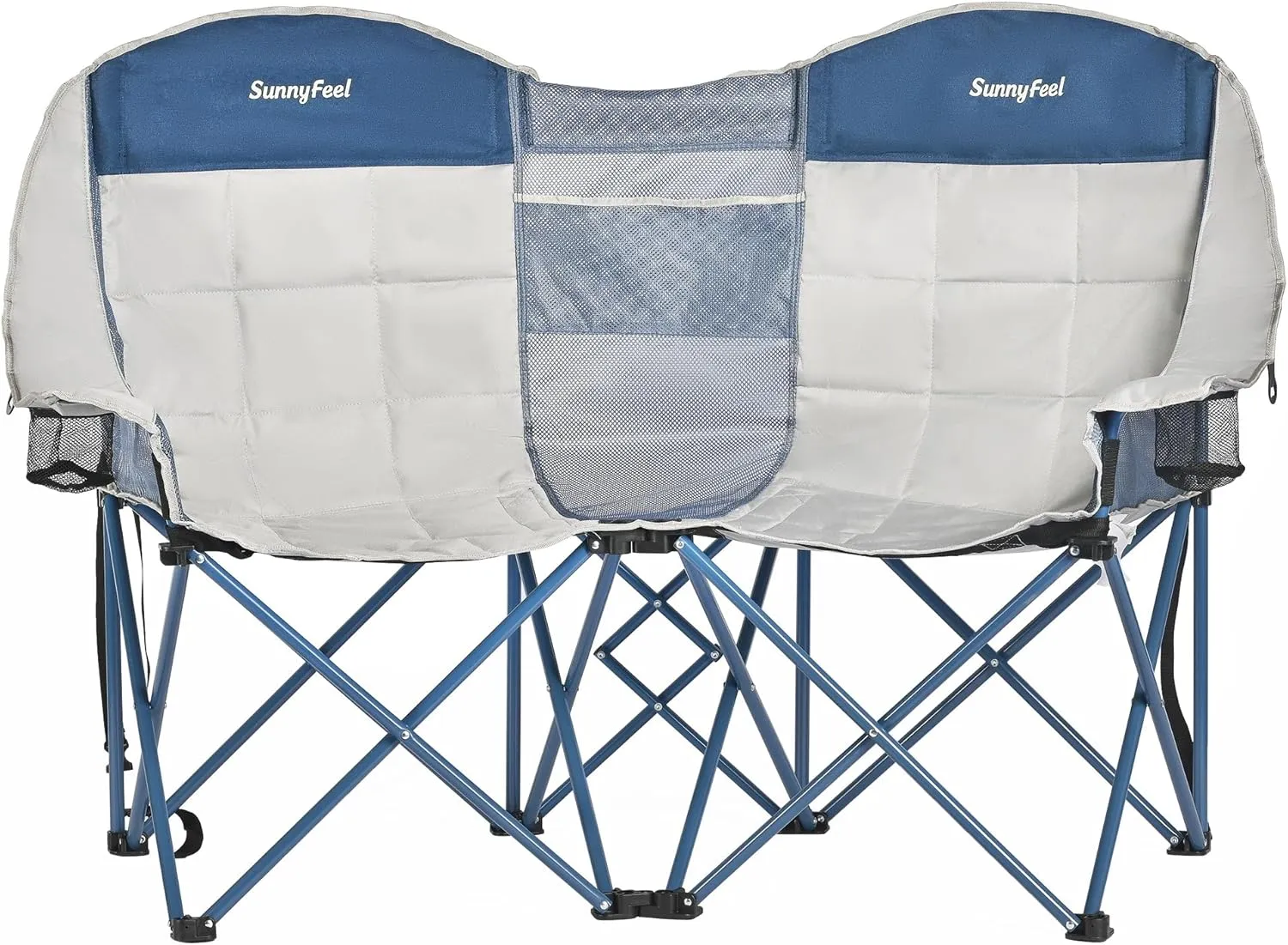 SUNNYFEEL Double Camping Chair, Portable Folding Loveseat with Cup Holders, Heavy Duty Steel Frame, Gray