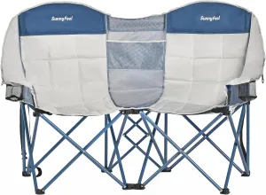 SUNNYFEEL Double Camping Chair, Portable Folding Loveseat with Cup Holders, Heavy Duty Steel Frame, Gray
