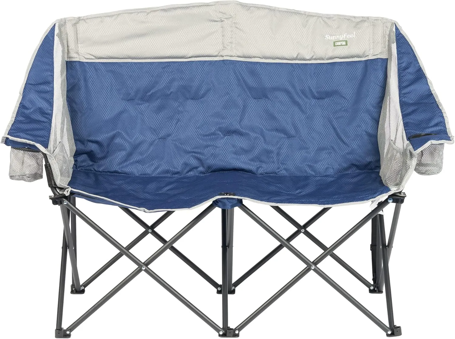 SUNNYFEEL Folding Double Camping Chair, Oversized Loveseat Chair, Heavy Duty Portable/Foldable Lawn Chair with Storage for Outside/Outdoor/Travel/Picnic, Fold Up Camp Chairs for Adults 2 People