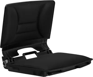 SUNNYFEEL Stadium Seats with Back Support Cushion Wide for Bleachers, Bleacher Chairs with Back and Cushion Padded Portable, Stadium Chairs with 5 Hidden Pockets (Black, Extra Wide 25.2'') (2, Low)
