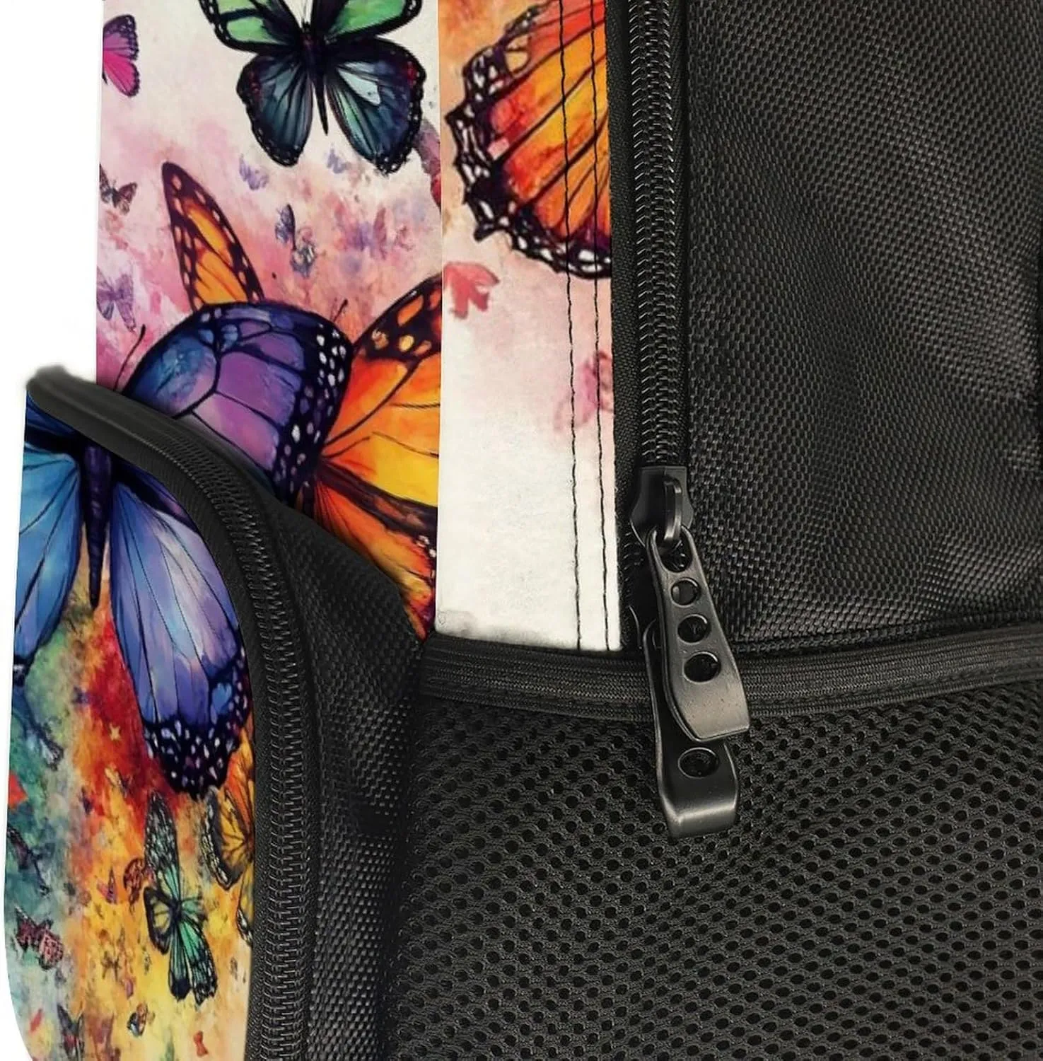 Supdreamc Colorful Butterflies Shoulder Book Bags Polyester Multipurpose Anti-Theft Carry On Bag Large Capacity Travel Hiking & Camping Rucksack