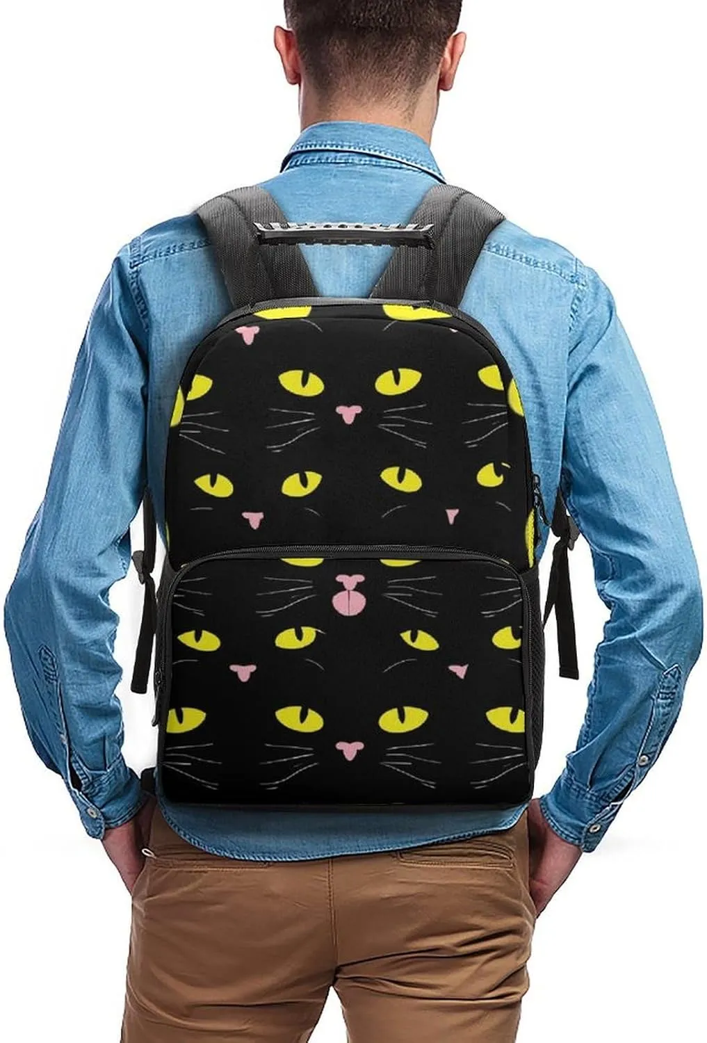 Supdreamc Cool Funny Black Cats Backpack Polyester Anti-Theft Multipurpose Bookbag Large Capacity Laptop Book Bag Rucksack With Side Pockets
