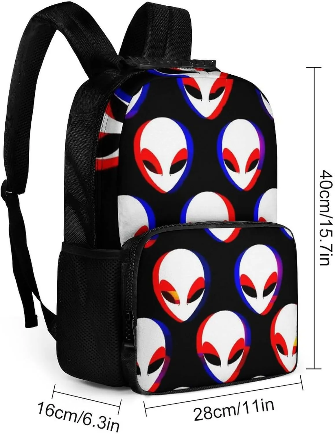 Supdreamc Lightweight Rucksack for Sports Travel Running - Big Capacity Multipurpose Anti-Theft Bookbag, Cool Trippy Aliens Pattern Travel and Sport Backpack Rucksack
