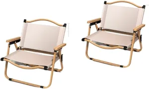Super Portable Outdoor Folding Chair - Lightweight Camping Stool for Picnic, Beach, and Leisure Activities(M Khaki 2Pcs)