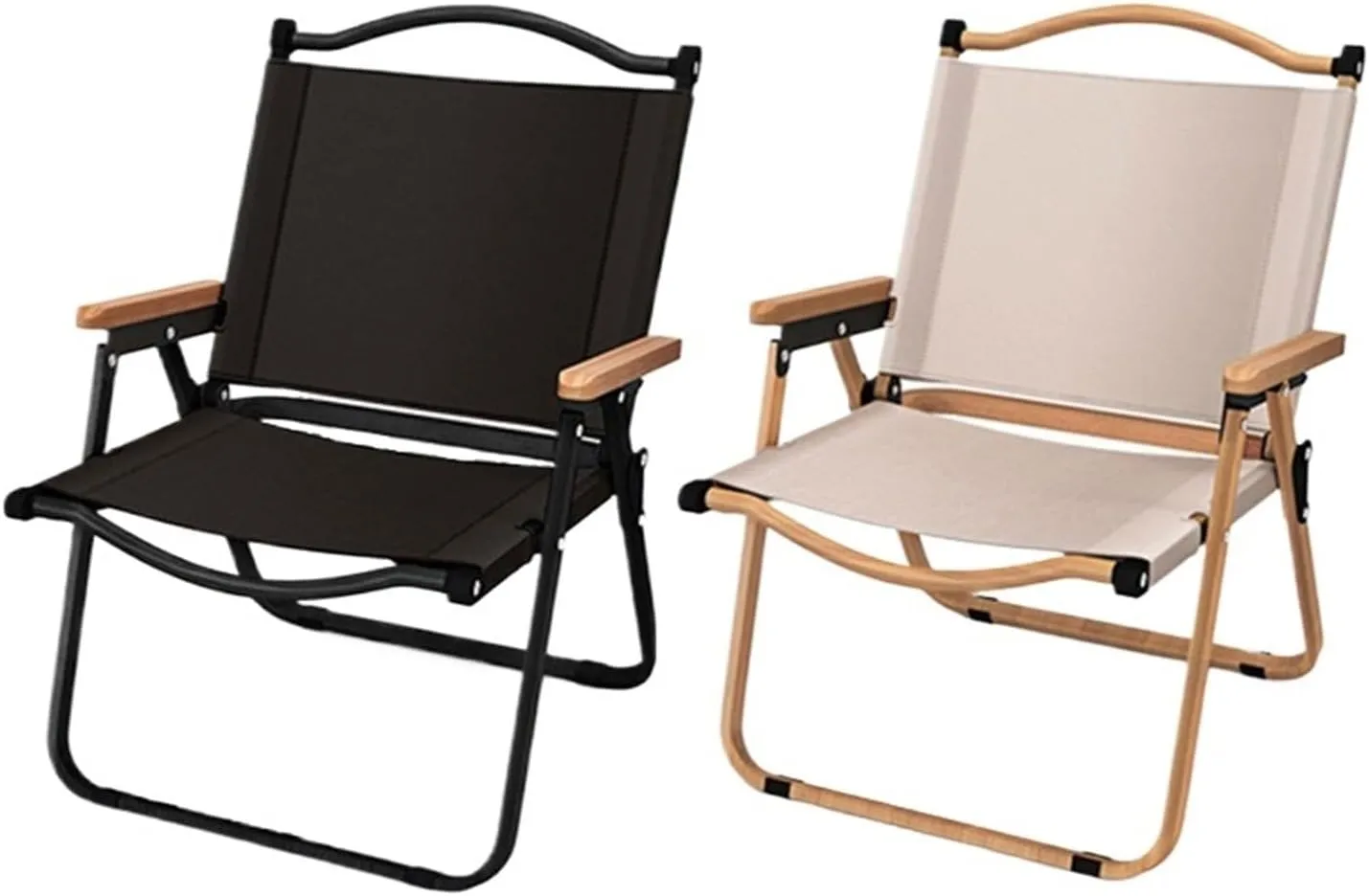 Super Portable Outdoor Folding Chair - Lightweight Camping Stool for Picnic, Beach, and Leisure Activities(M Khaki 2Pcs)