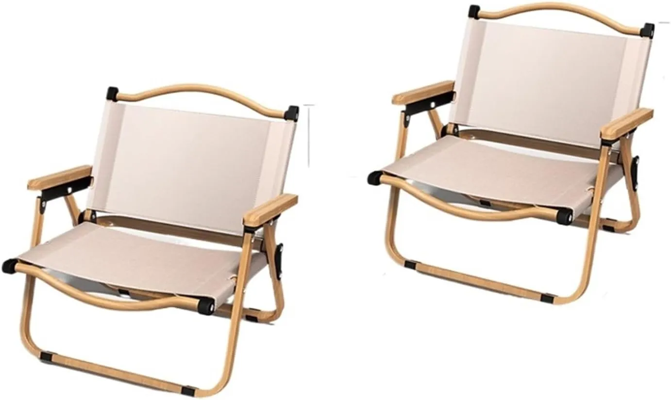 Super Portable Outdoor Folding Chair - Lightweight Camping Stool for Picnic, Beach, and Leisure Activities(M Khaki 2Pcs)