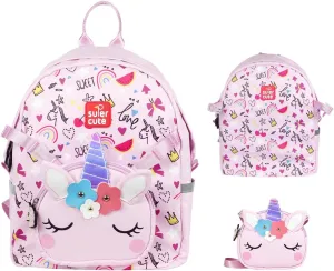 Supercute 2-in-1 Kids Backpack for 3-6 Years Old, Toddler Lightweight Preschool Schoolbag for Boys and Girls (Unicorn)