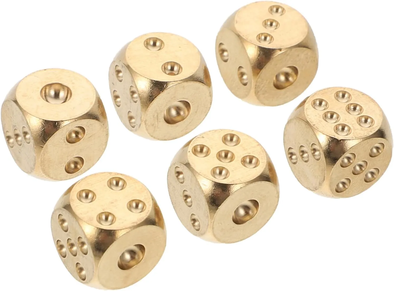 SUPVOX 6pcs Brass Dice Game Props for Tabletop and Party Games Compact Design for Easy Handling and Role Playing