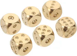 SUPVOX 6pcs Brass Dice Game Props for Tabletop and Party Games Compact Design for Easy Handling and Role Playing