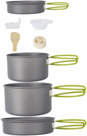 SUPVOX Camping Cookware Set for 3-4 People 5-Piece Picnic Fishing Cooking Pan Kit Non-Stick Surface