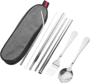 SUPVOX Camping Silverware Holder Portable Stainless Steel Tableware Set Complete Cooking Utensils Kit for Outdoor Hiking