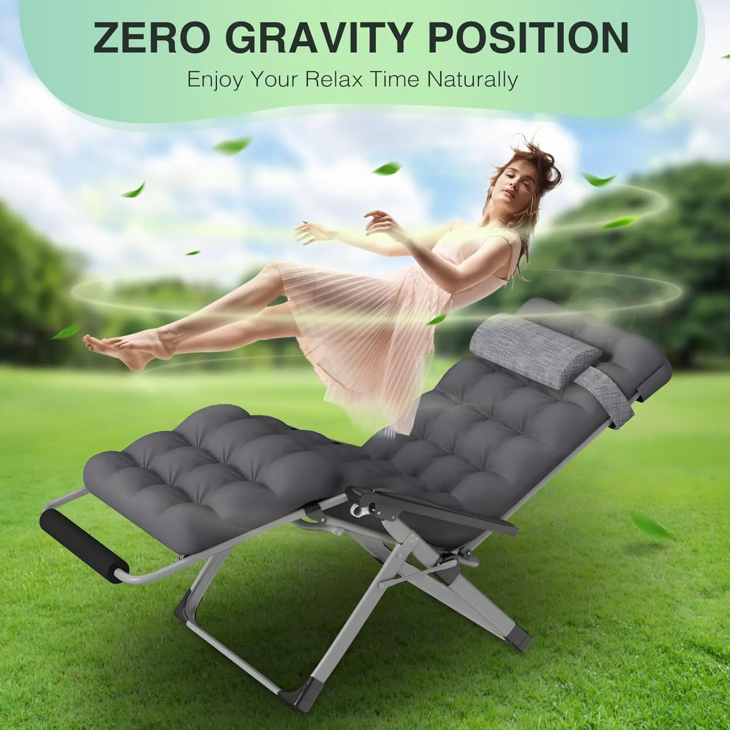 Suteck Oversized Zero Gravity Chair,29In XL Lounge Chair w/Removable Cushion&Headrest, Reclining Camping Chair w/Upgraded Lock and Footrest, Reclining Patio Chairs Recliner for Indoor Outdoor