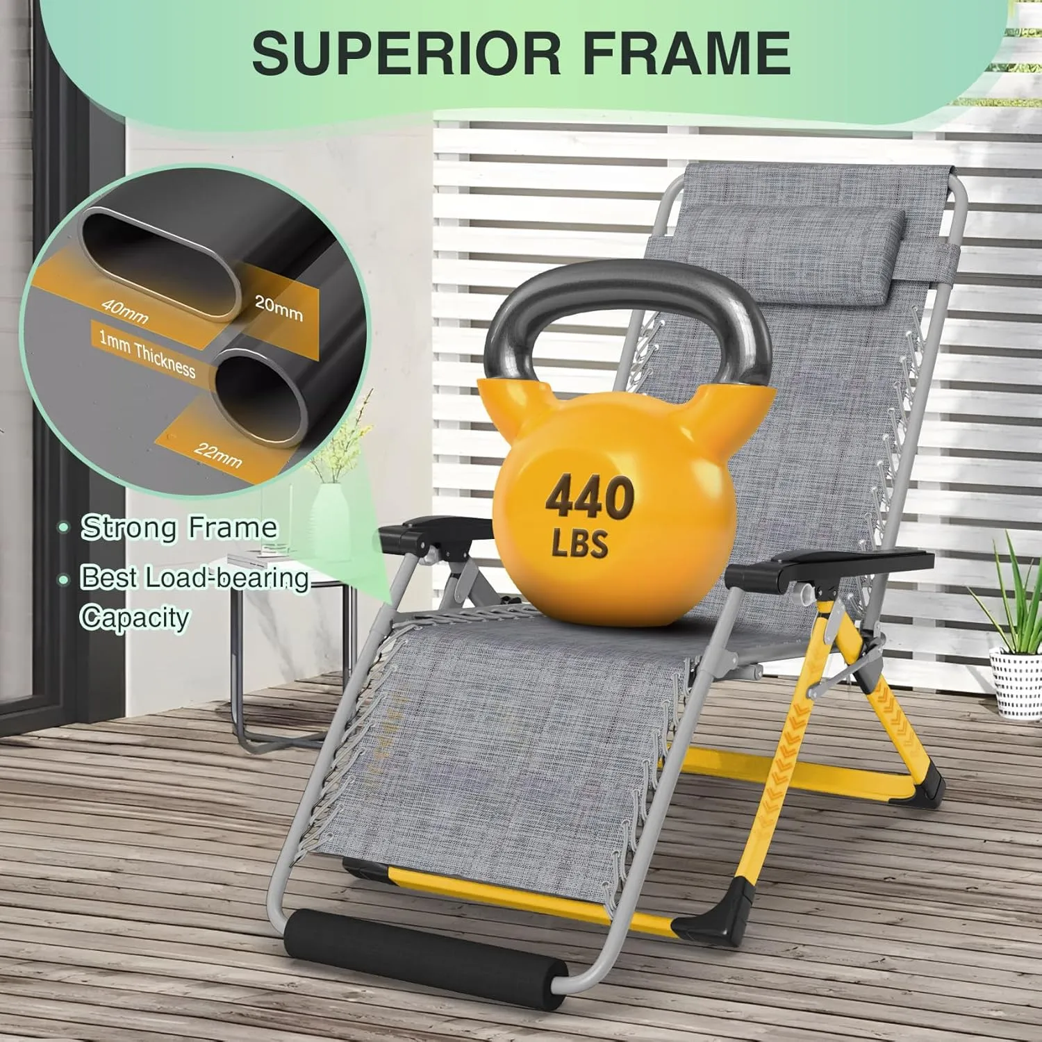 Suteck Oversized Zero Gravity Chair,29In XL Lounge Chair w/Removable Cushion&Headrest, Reclining Camping Chair w/Upgraded Lock and Footrest, Reclining Patio Chairs Recliner for Indoor Outdoor