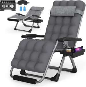 Suteck Oversized Zero Gravity Chair,29In XL Lounge Chair w/Removable Cushion&Headrest, Reclining Camping Chair w/Upgraded Lock and Footrest, Reclining Patio Chairs Recliner for Indoor Outdoor