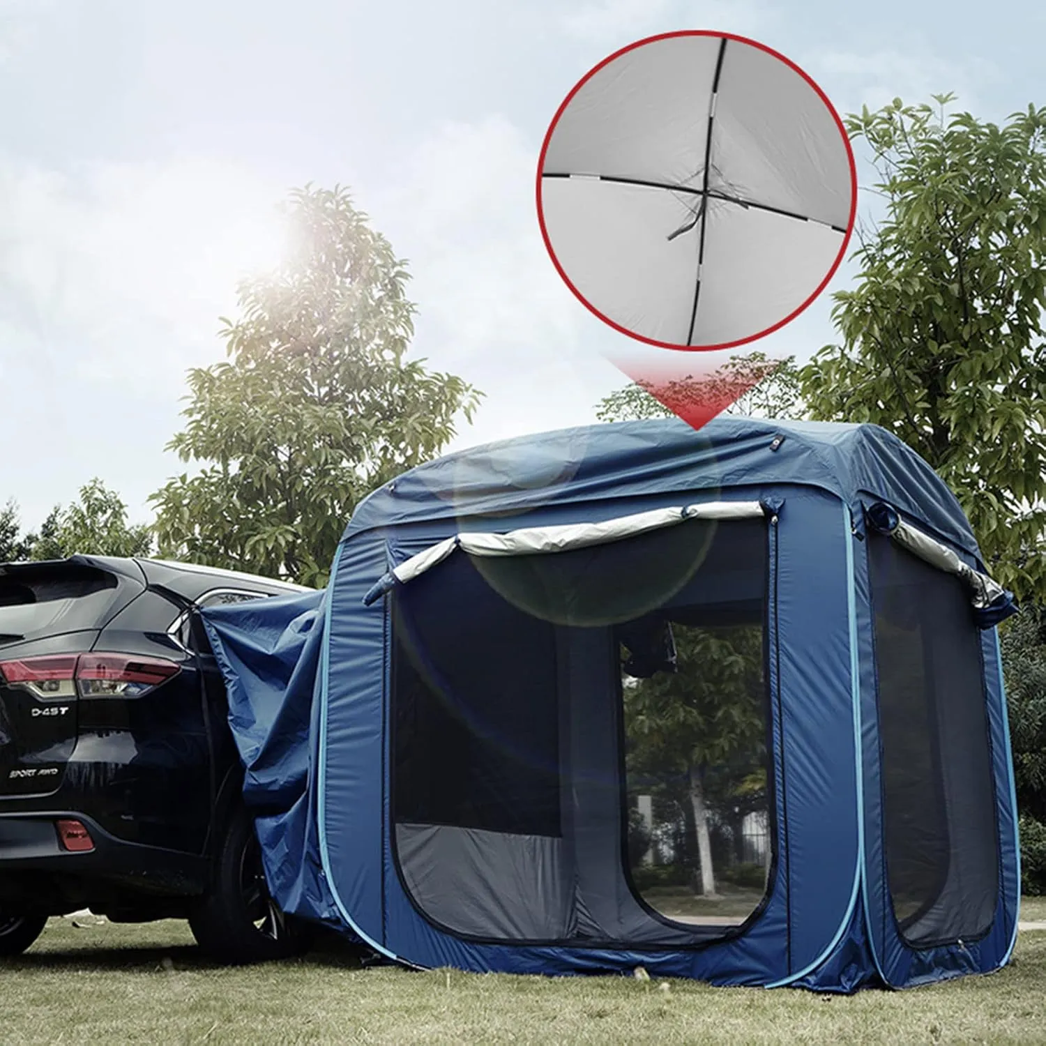 SUV Tent Family Car Camping Tent,Pop-Up Tailgate Tents Universal 2-5 Person Vehicle Car Tent,Suitable Family Camping Traveling Outdoor Activities