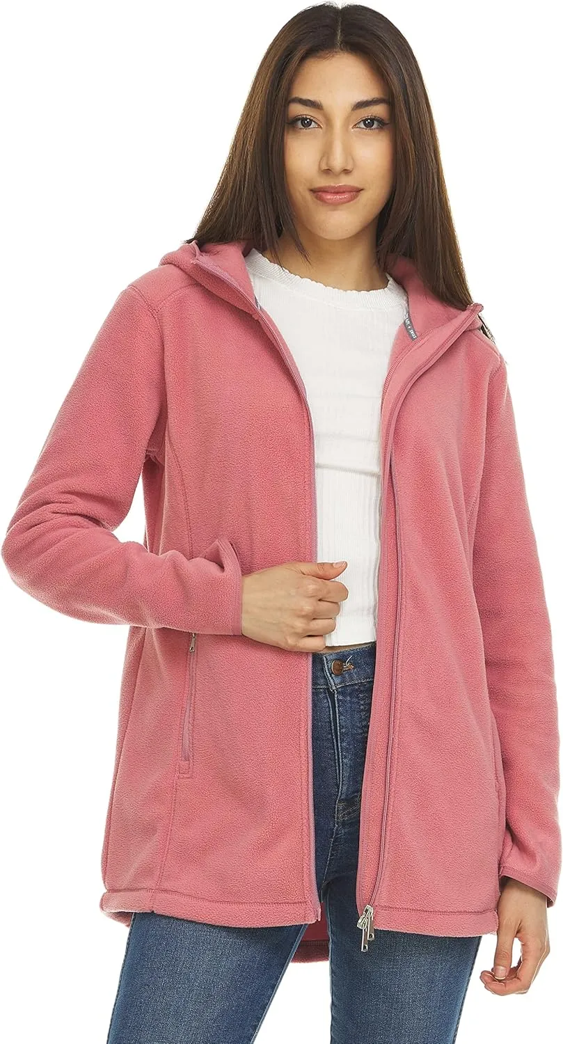 Swiss Alps Womens Lightweight Full-Zip Polar Soft Fleece Jacket Long-Sleeve Outdoor Coat with Pockets for Fall Winter