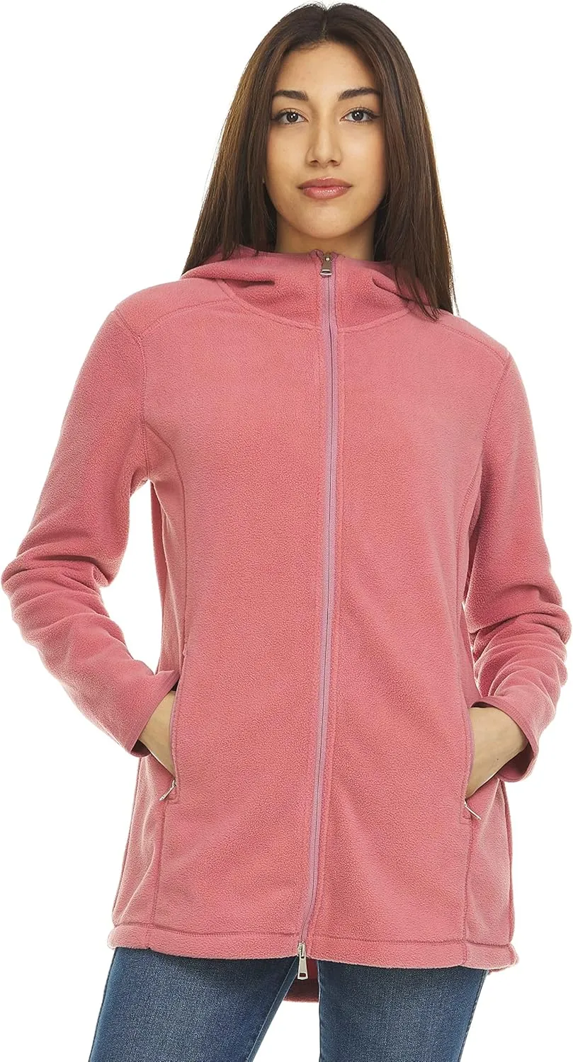 Swiss Alps Womens Lightweight Full-Zip Polar Soft Fleece Jacket Long-Sleeve Outdoor Coat with Pockets for Fall Winter