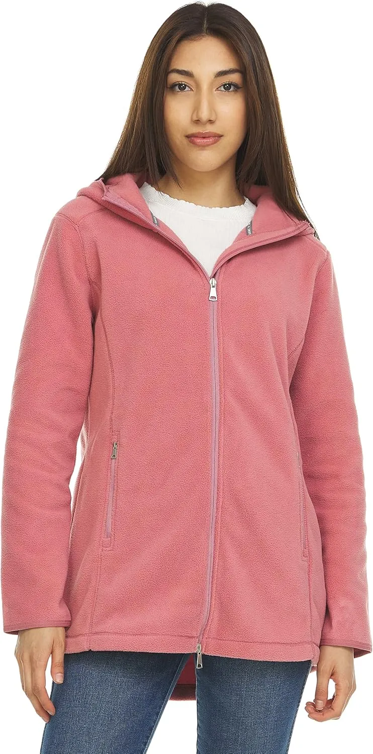 Swiss Alps Womens Lightweight Full-Zip Polar Soft Fleece Jacket Long-Sleeve Outdoor Coat with Pockets for Fall Winter