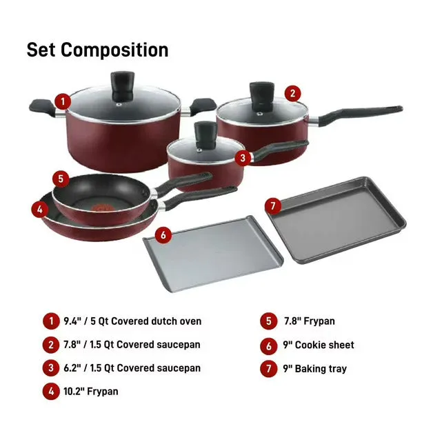 T-FAL B529SA74 Essentials 10PC Cookware Set - Blemished package with full warranty