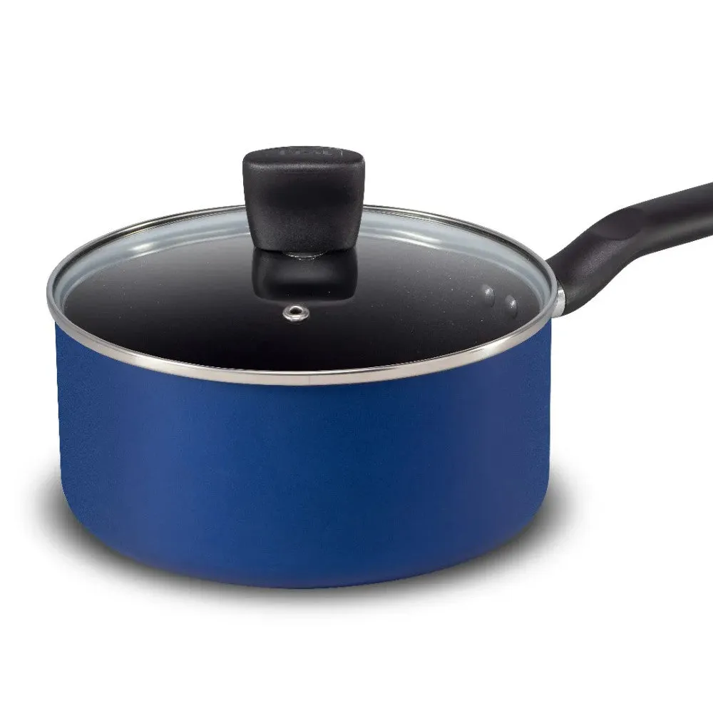 T-FAL Essentials 8pc Cookware Set Blue - B474S874