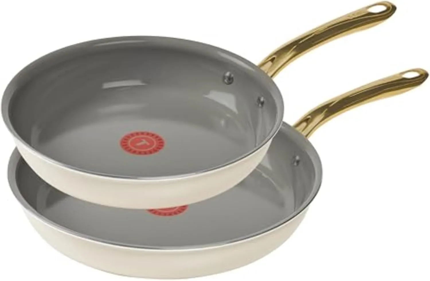 T-Fal Preserve Ceramic, Ceramic Non Stick Fry Pan Set 2 Piece, 8.5 & 11-Inch, Oven Broiler Safe 350F, Perfect For Frying, Sautéing, & Searing w/Little To No Oil, Cookware, Pots and Pans, Beige