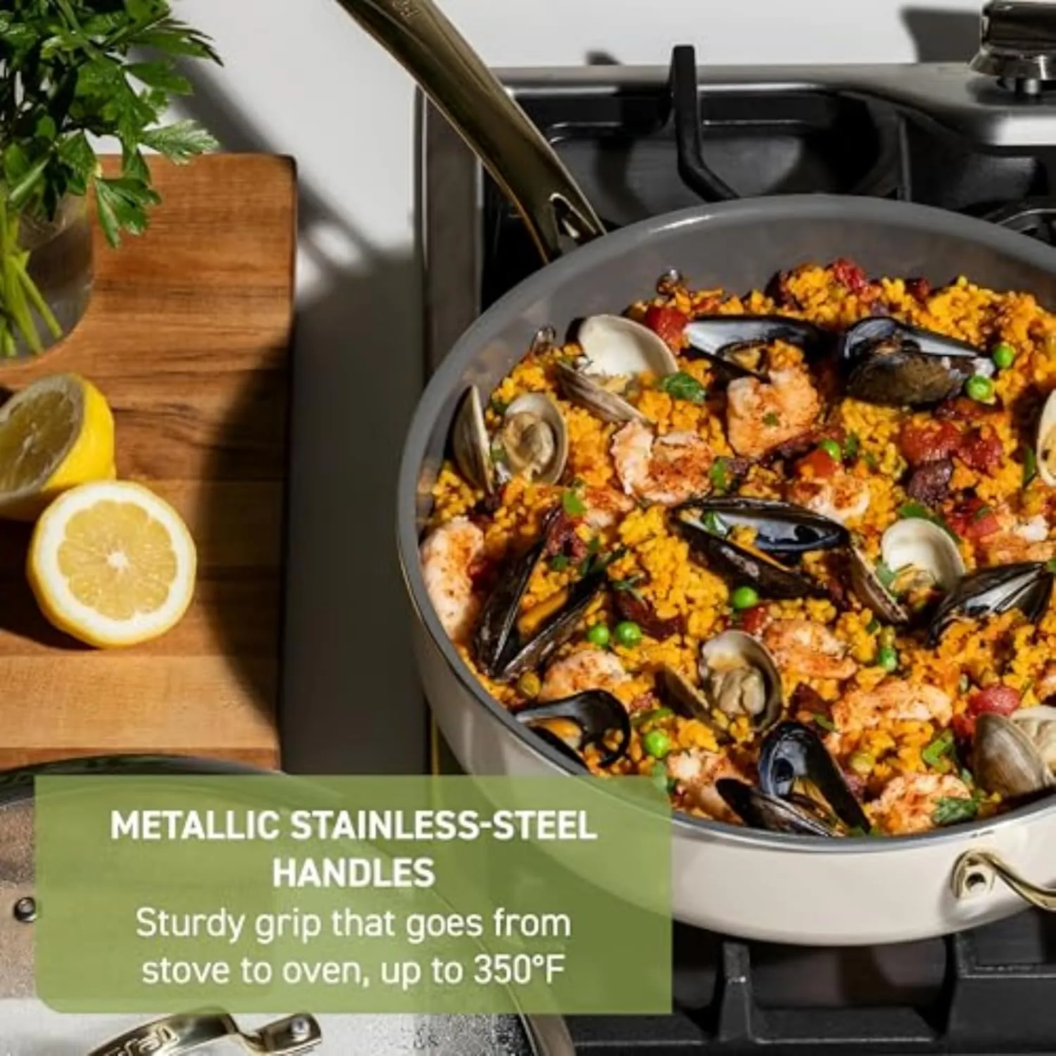 T-Fal Preserve Ceramic, Ceramic Non Stick Fry Pan Set 2 Piece, 8.5 & 11-Inch, Oven Broiler Safe 350F, Perfect For Frying, Sautéing, & Searing w/Little To No Oil, Cookware, Pots and Pans, Beige