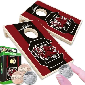 Tabletop Cornhole Game Set | Officially Licensed College Mini Football Cornhole Board Game | Includes Coins