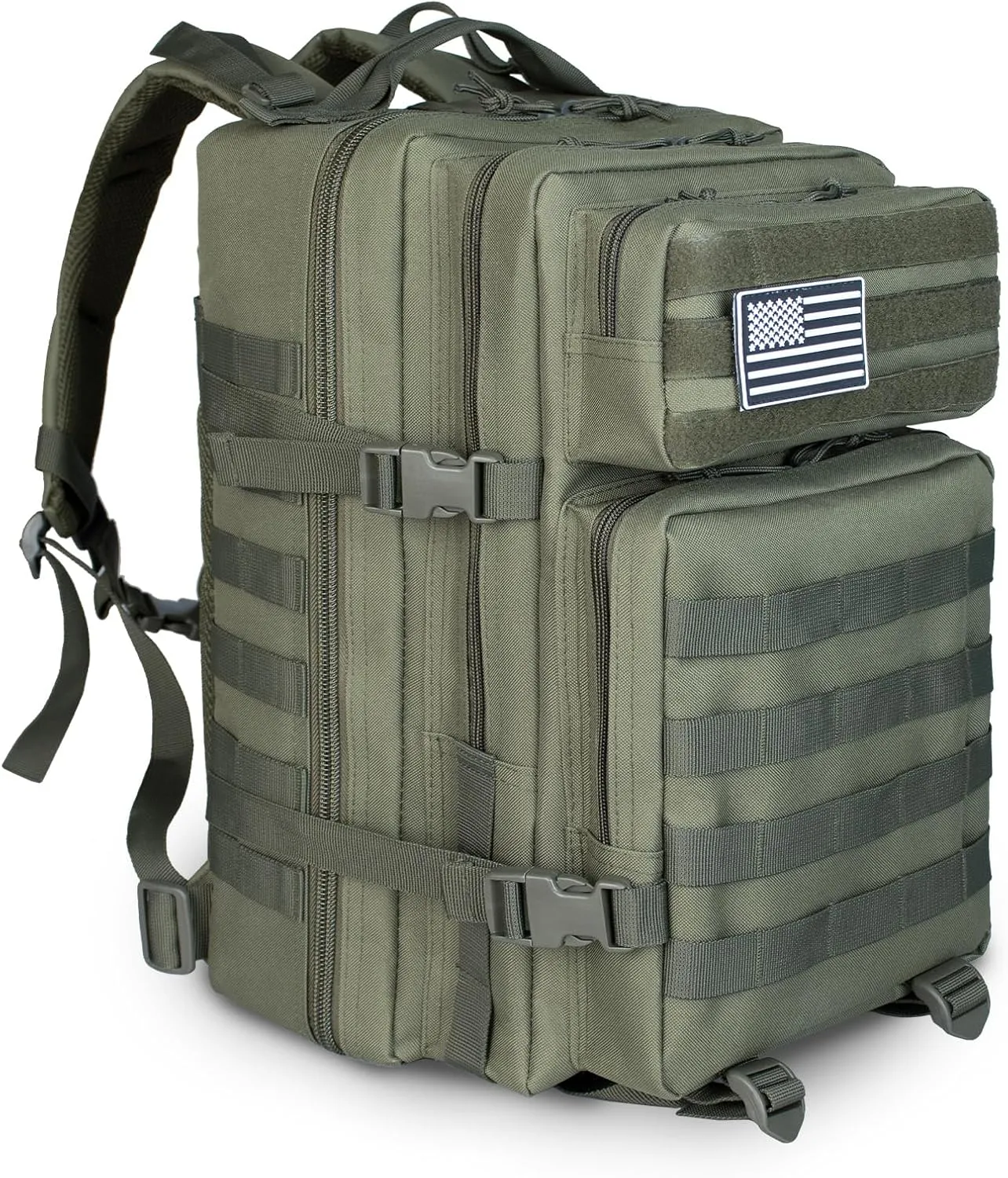 Tactical Backpack 45L Assault Pack Green Army Pack for Men 3 Day Molle Bug Out Bag Outdoor Camping Hiking Daypack Military Assault Large Rucksack without Bottle Holder