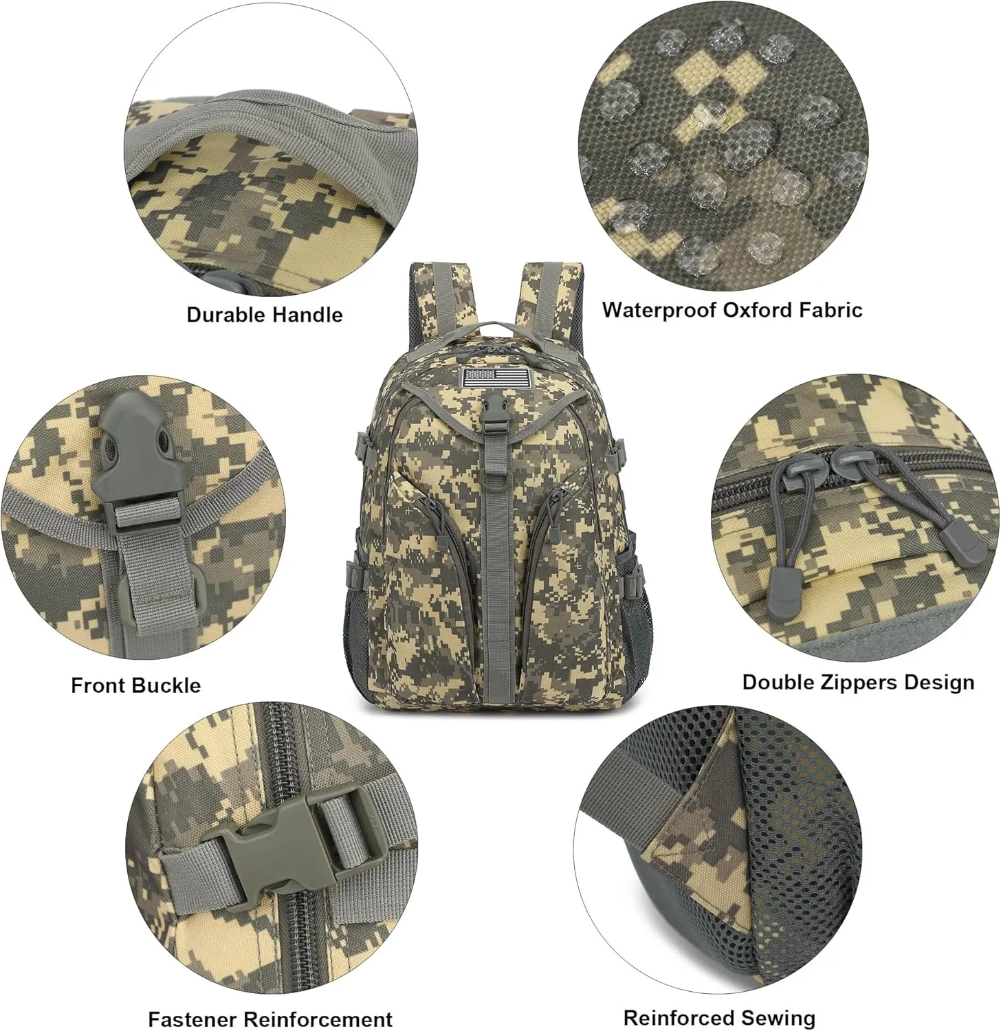 Tactical Backpack Boys School Backpacks Mens College Bookbags for Kids Teens Adults Camping Hiking Traveling (ACU Camo)