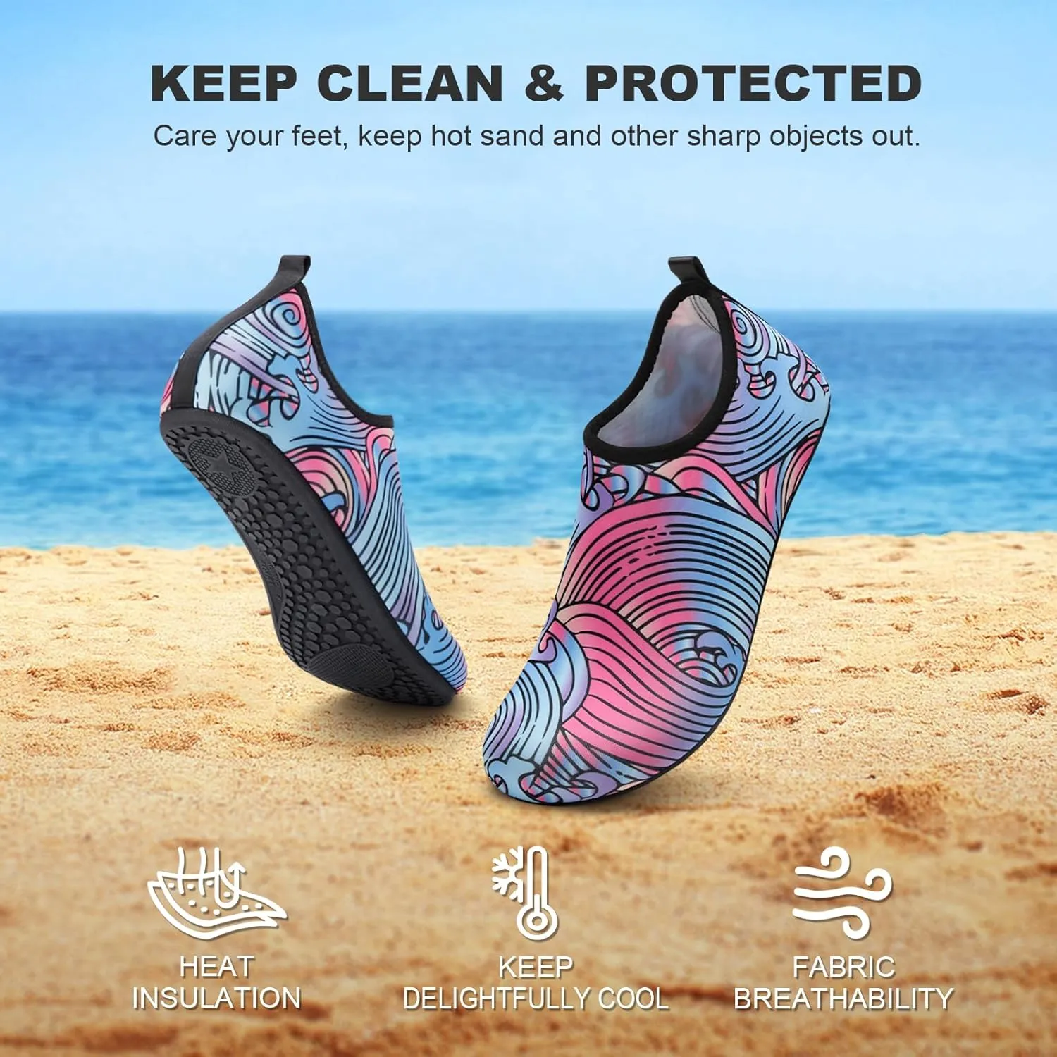 Tanamo Water Shoes for Women Men Quick-Dry Aqua Socks Swim Beach Barefoot Yoga Exercise Wear Sport Accessories Pool Camping Must Haves Adult Youth Size