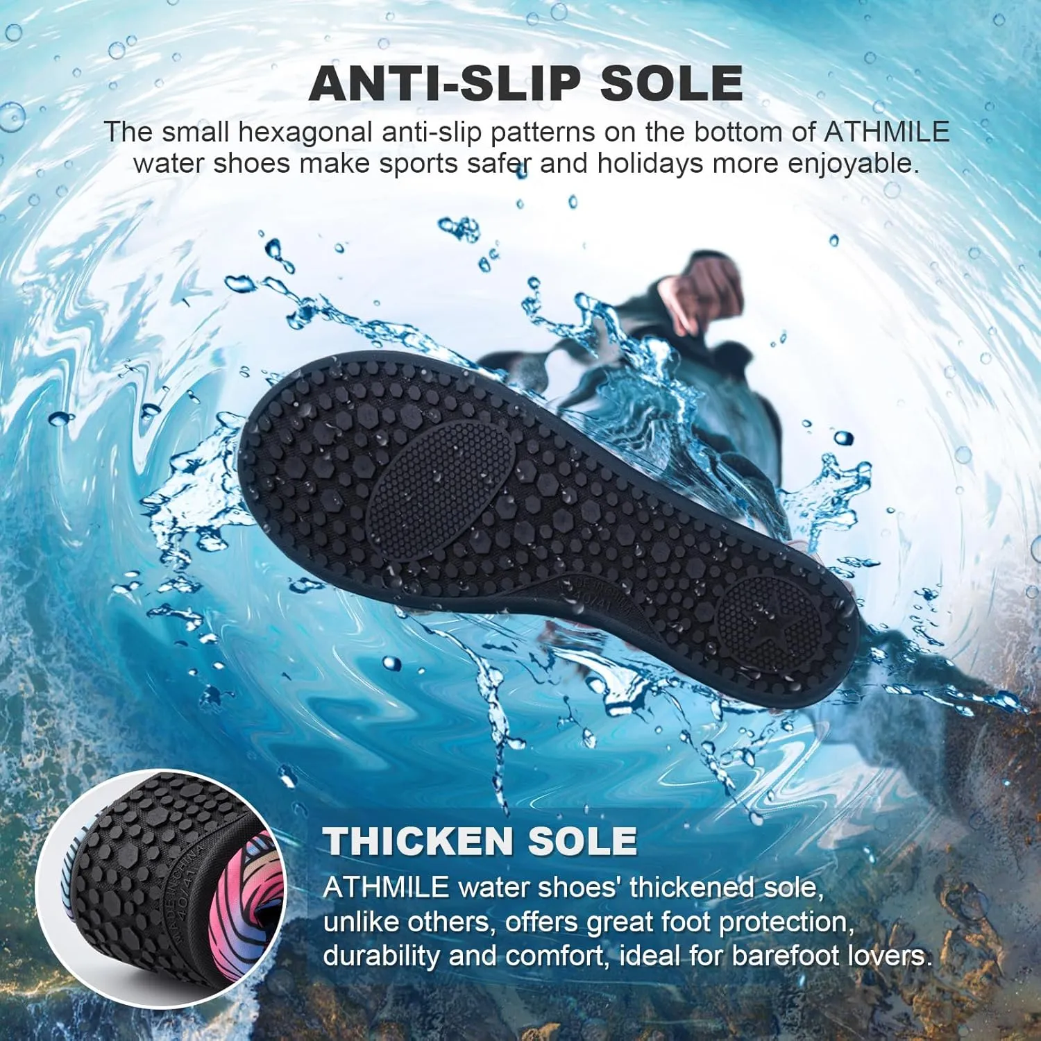 Tanamo Water Shoes for Women Men Quick-Dry Aqua Socks Swim Beach Barefoot Yoga Exercise Wear Sport Accessories Pool Camping Must Haves Adult Youth Size